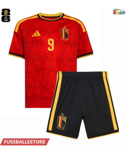 Günstige Belgien Romelu Lukaku #9 Heimtrikotsatz Kinder WM 2026 Kurzarm (+ Kurze Hosen)
